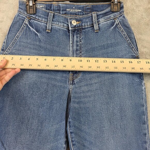 Old Navy Workwear Jeans Womens 4 Blue Curvy Sky-Hi Straight High Rise Utility - Picture 5 of 14